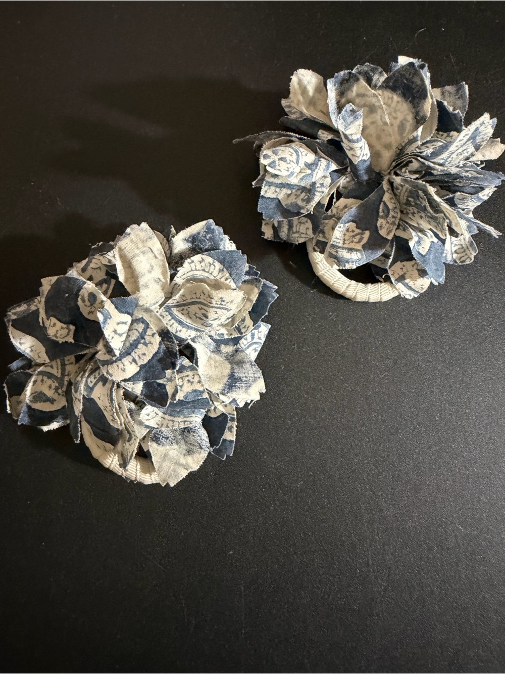 Handmade Blue and White Floral Fabric napkin rings -